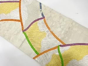 アンティーク　竹に枝垂れ桜模様織り出し袋帯（着用可）